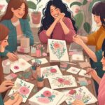 Home crafting floral greeting cards