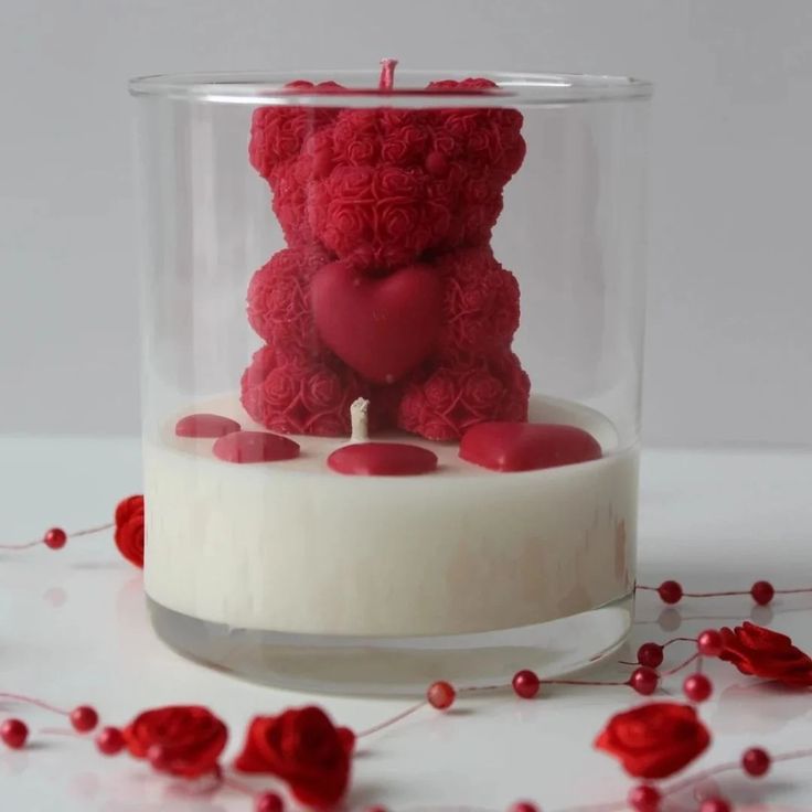 Home light up their heart this valentine’s day with a cute teddy bear candle in a jar! 🐻❤️ follow us for more @shreeji crafts01 #valentinesdaygift #gift #candles #homedecor #home #love #shreejicrafts #trending